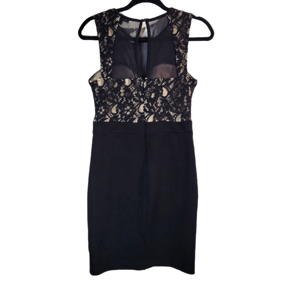 Black and Nude dress, lace and stretch material, size 5